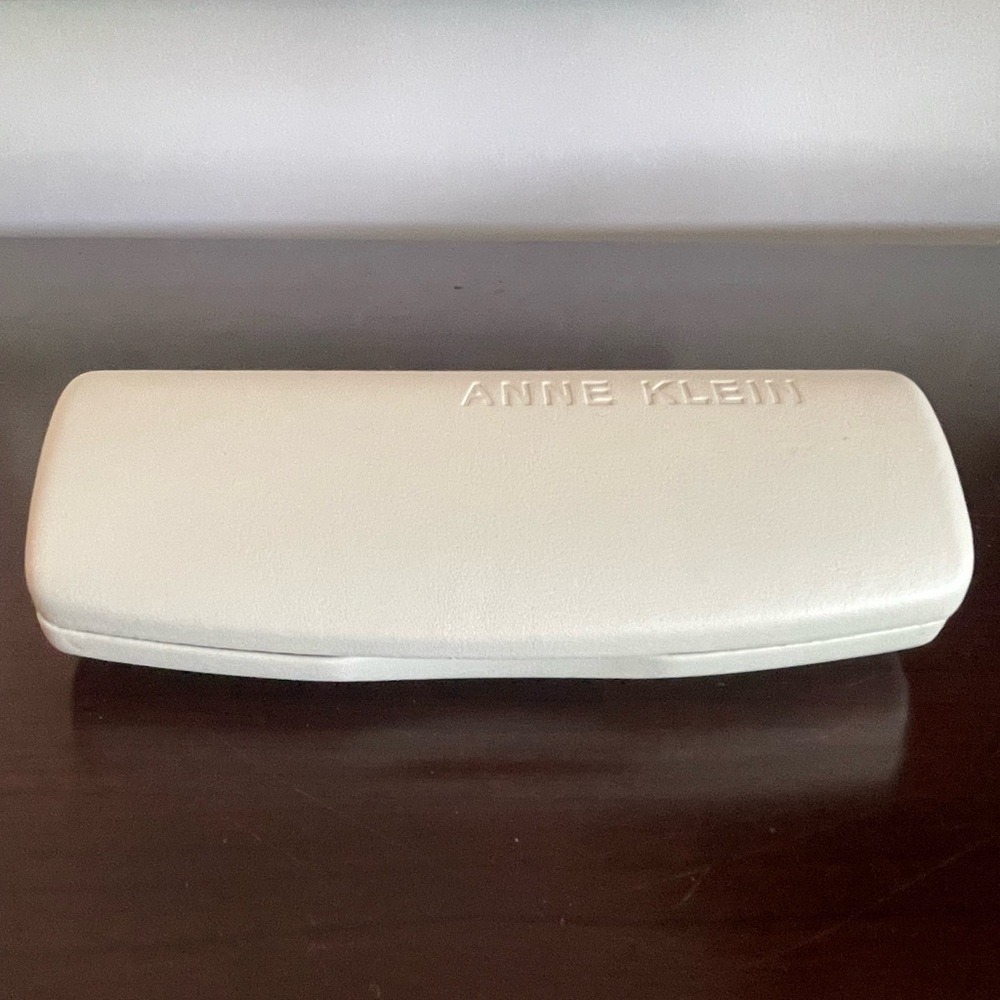 Anne Klein Eyeglasses Case Textured Faux Leather Minimalist Cream OS